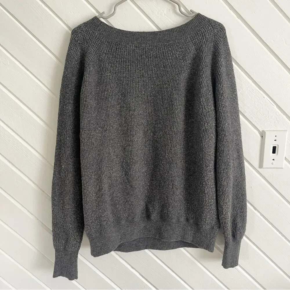 J. Crew Merino Wool Alpaca Waffle Crewneck Sweater in Supersoft Yarn Size Medium